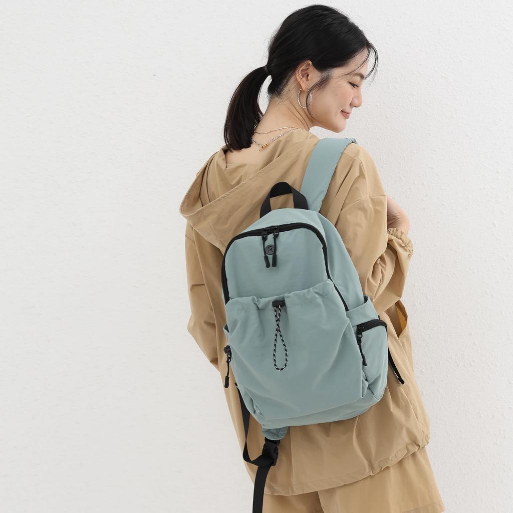 Mochila Pequena Feminina ROSE NOIRE, Cabe em Laptops de 15,6 polegadas, 8 Bolsos, 370g, Leve, Estilosa, Grande Capacidade, Impermeável, Tamanho A4, Nylon