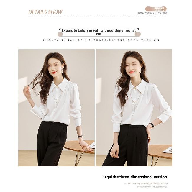 2026 Spring and Autumn New Women's Casual Solid Color Simple Long Sleeve Shirt Top
