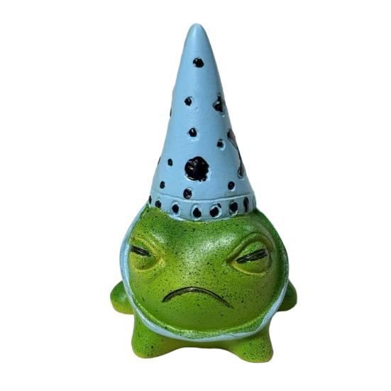 

Cute Frog Resin Figurine with Party Hat Small Garden Animal Statue Mini Cartoon Frog Sculpture for Garden Yard Patio Desk Fantasy Home Decor синій