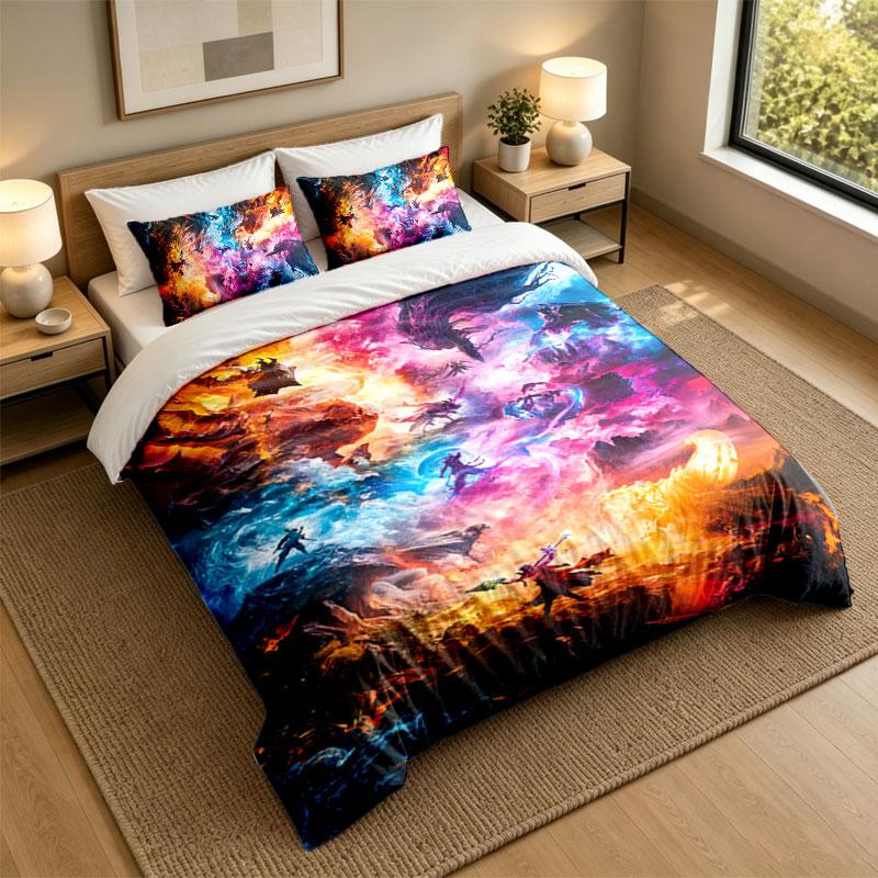 3Pcs Bedding SetLeague of Legends Soft Bed Sheet and Two Pillowcases Home Bedroom Decor