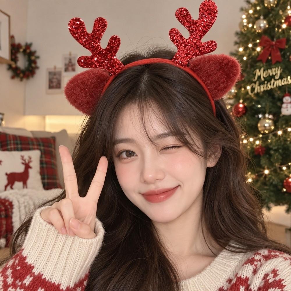 Novelty Santa Claus Hair Accessories Lightweight Reindeer Antler Hair Hoop Party