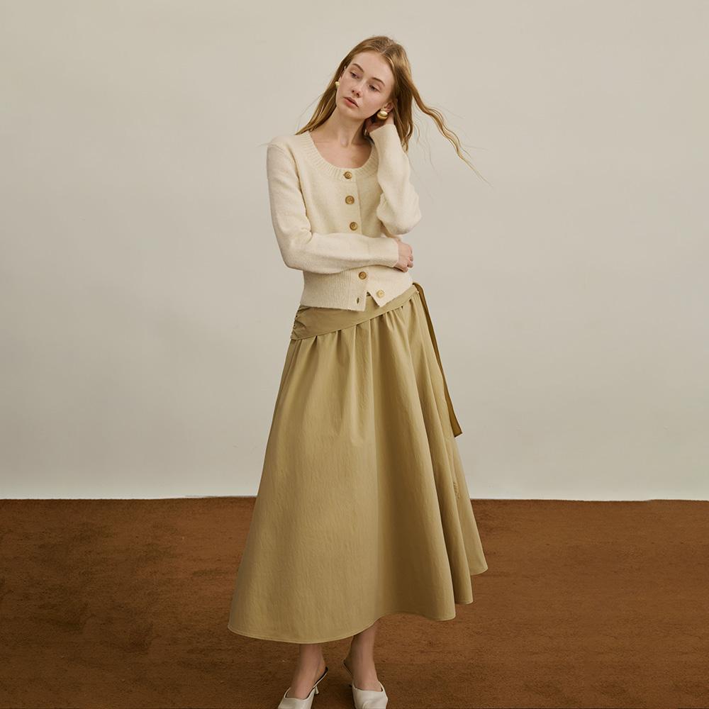 Waiwaiaiem Yy_A-Line Lace-Up Commuter Skirt_2Color