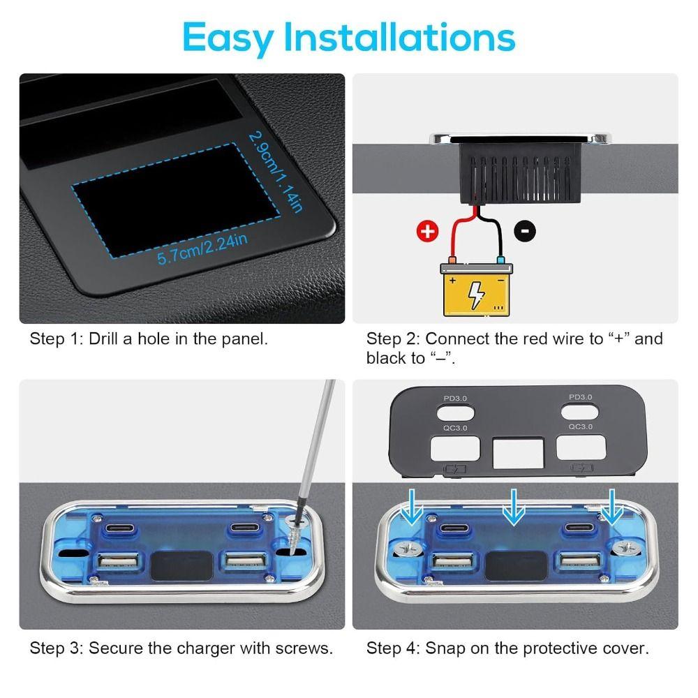 Fast Charging USB C Charger Multi-Port Charge Socket Professional RV USB Outlet  Camping