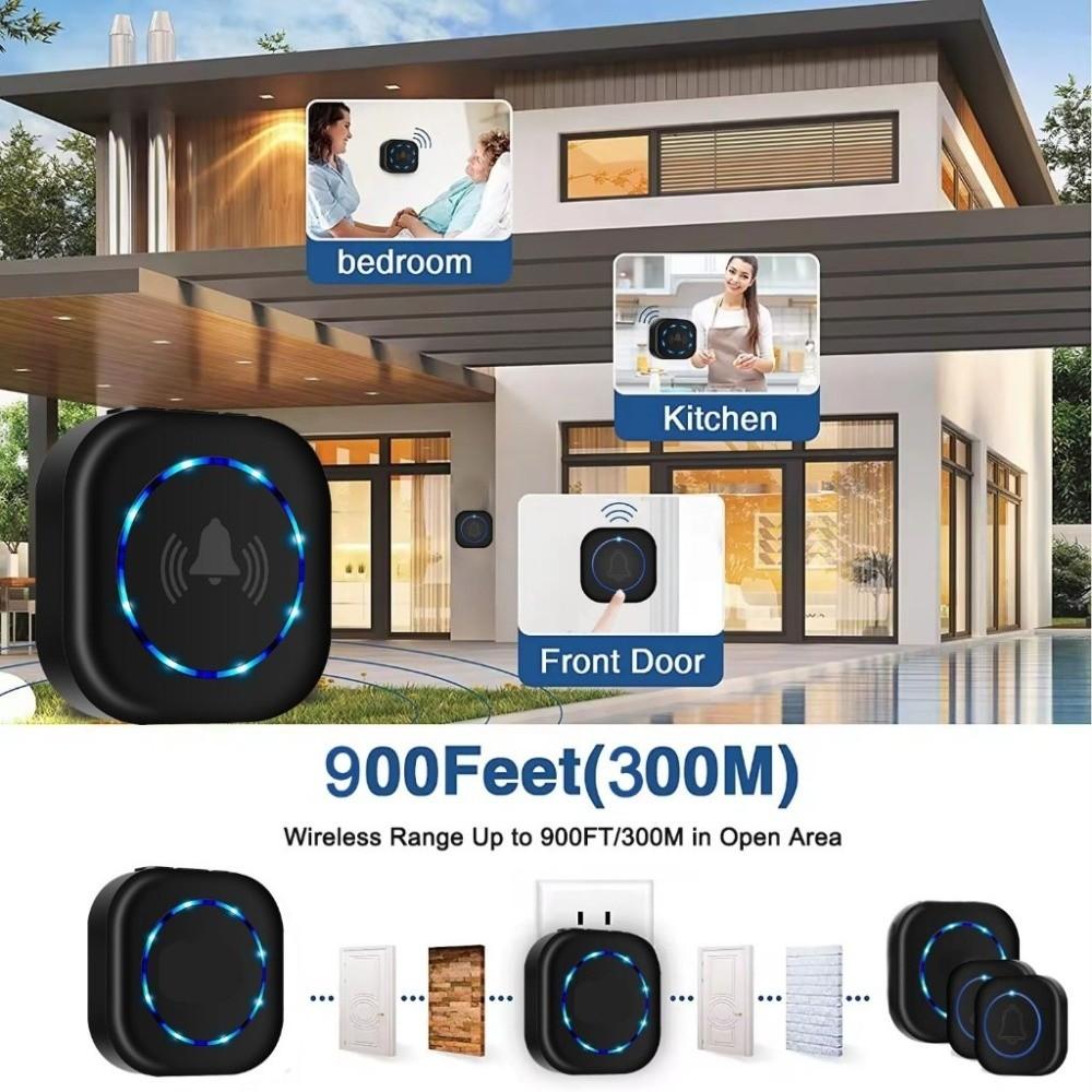 4 Volume Levels Wireless Doorbell Intelligent Electronic Doorbell Door Bell Chime  Elderly Pager