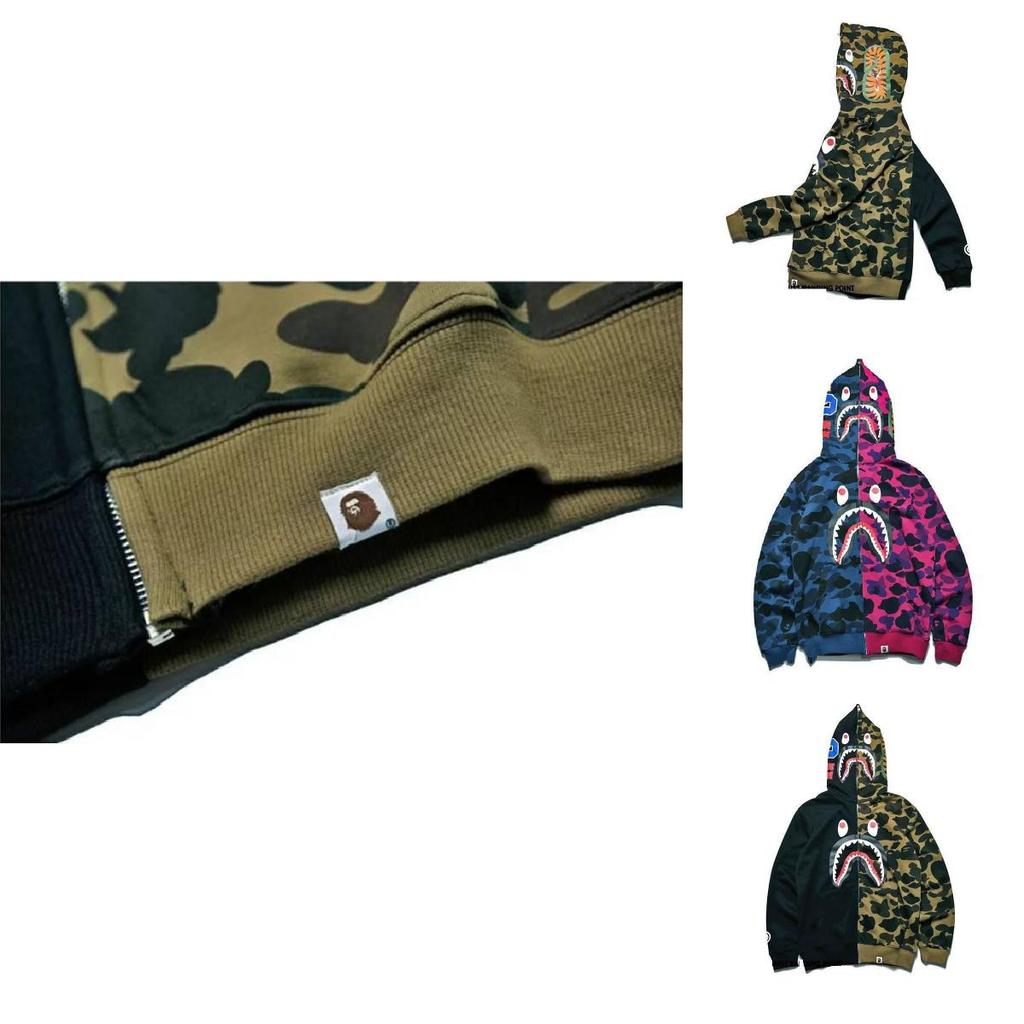 Trendy Shark Head Graphic Hoodie With Stylish Zip-up Design For Youthful Fashion Enthusiasts In Fall