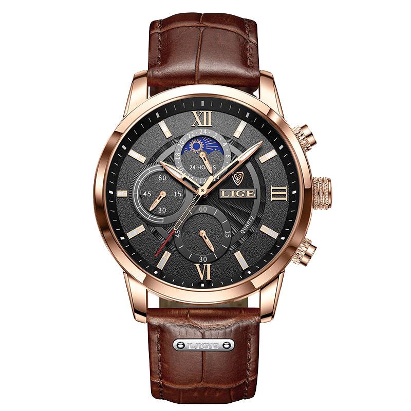 LIGE 2021 Multifunction Waterproof Quartz Chronograph Watch