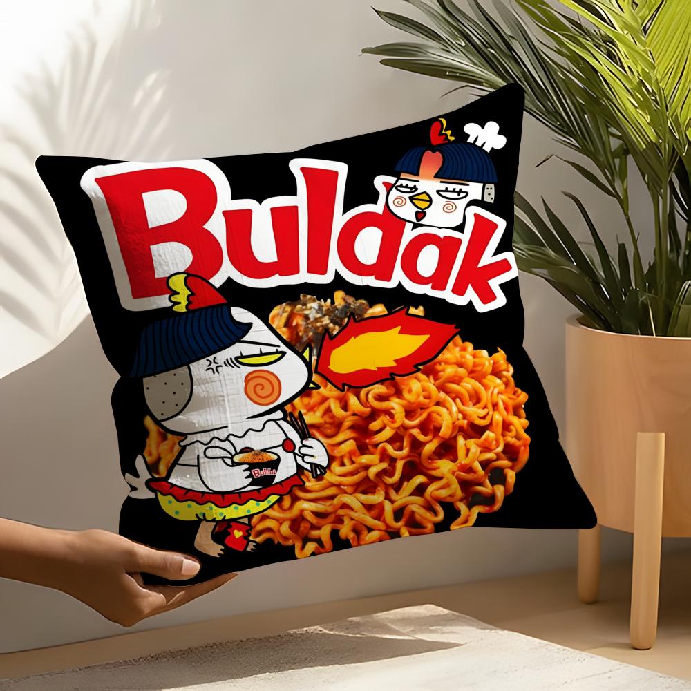 Famous Buldak Ramen Cartoon Pillow Case Linen Cushion Covers For Decorative Sofa Home Pillows Case Car Chair Pillows Cases