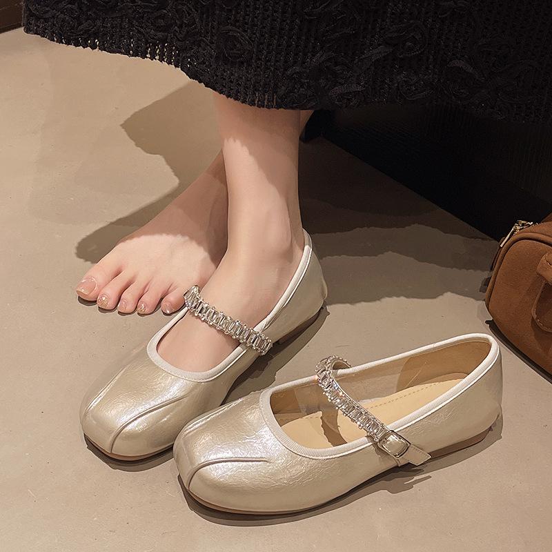 Mary Jane with Women's Fashion Versatile Single Shoes Spring and Summer New Soft-soled Comfortable Flat-soled Beanie Shoes