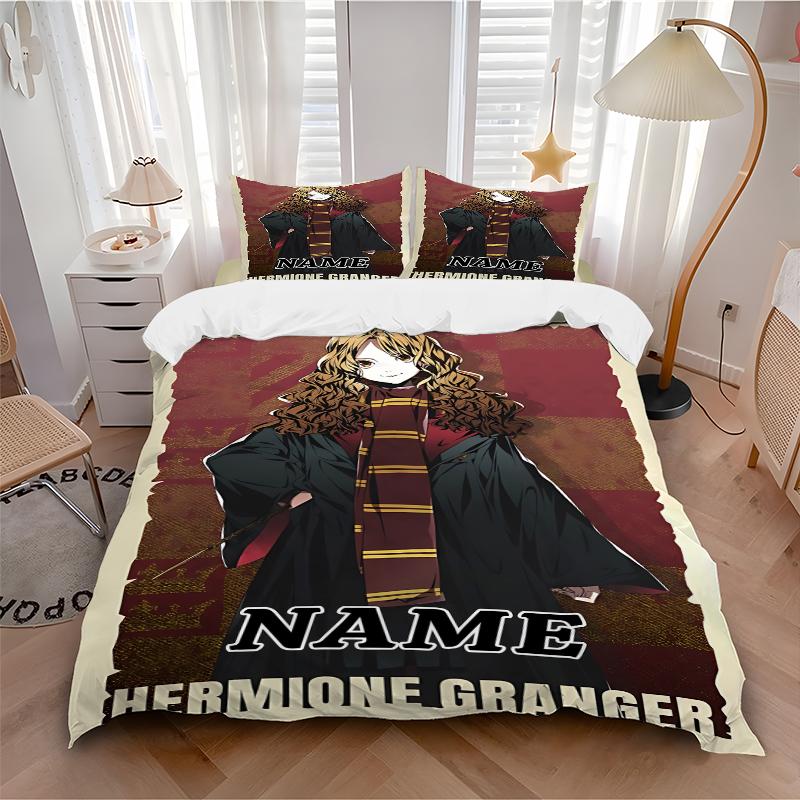 Custom Textile Harry Potter Floral Bedding 3 Piece Set HD Print Duvet Cover Pillowcases for Teens Adult Bedroom Decoration