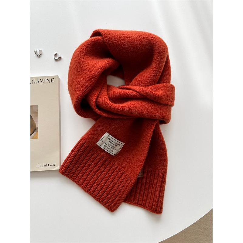 

New Warm and Cold-proof Soft and Waxy Pure Australian Wool Scarf for Women High End and Versatile Student Red Small Scarf Neck Protector 167*20cm