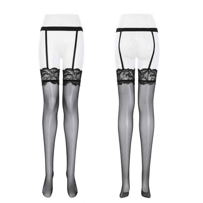 Hibiscus Lace Plus Size Stockings Black Horse Oil Stockings Sexy Long Tube Stockings Glossy Garter Stockings