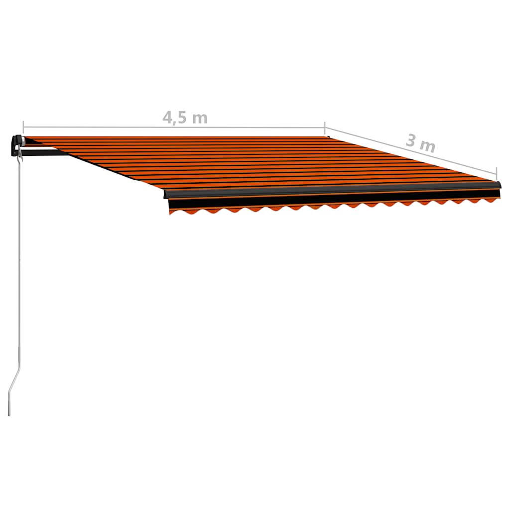 Manual Retractable Awning with LED Lighting 450 X 300 Cm Orange & Brown
