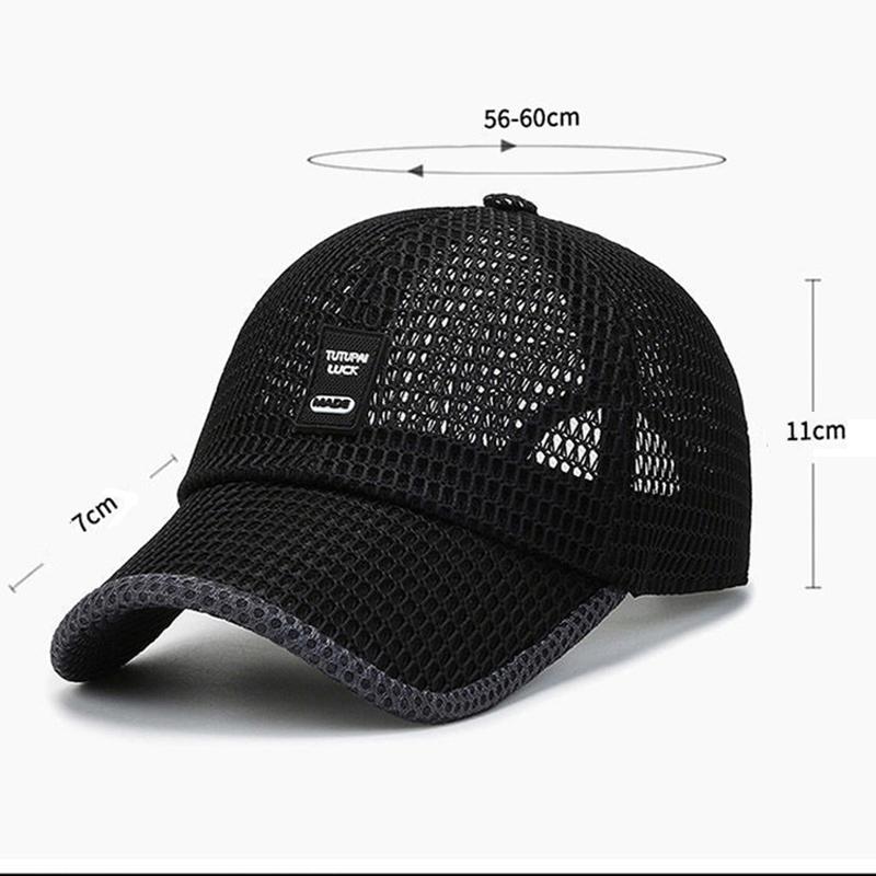 Men's Mesh Baseball Cap Summer Large Brim Sun Protection Hat Quick-Drying Hollow Out Outdoor Fishing Sunhat Breathable Snapback Trucker Sunscreen Cap
