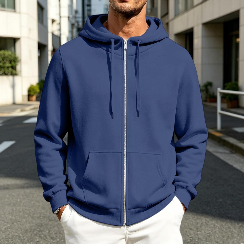 Men's Casual Zip-Up Hoodie Sweatshirt Jacket with Pockets
