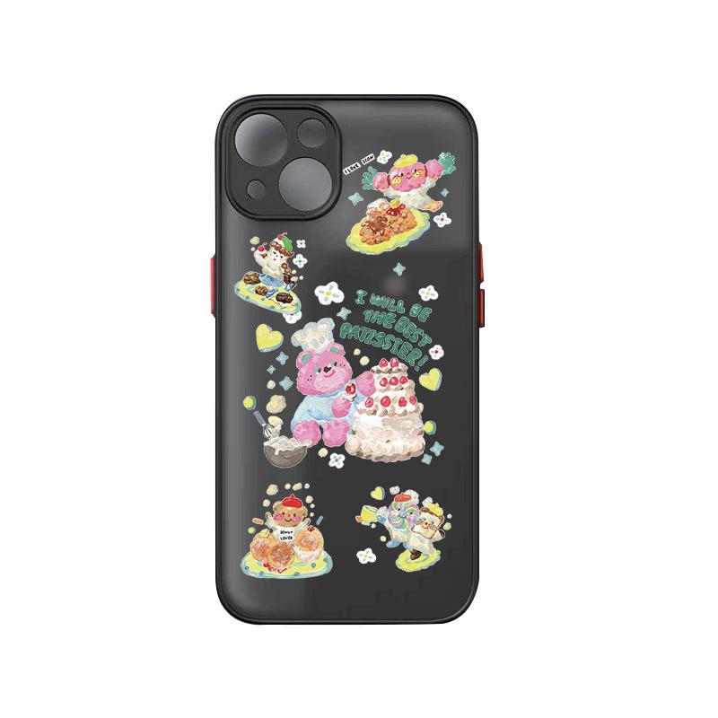 Cute Bear Ice Cream Cake Dog Skin Shell for Apple 13/13 Pro/XR/XS/15
