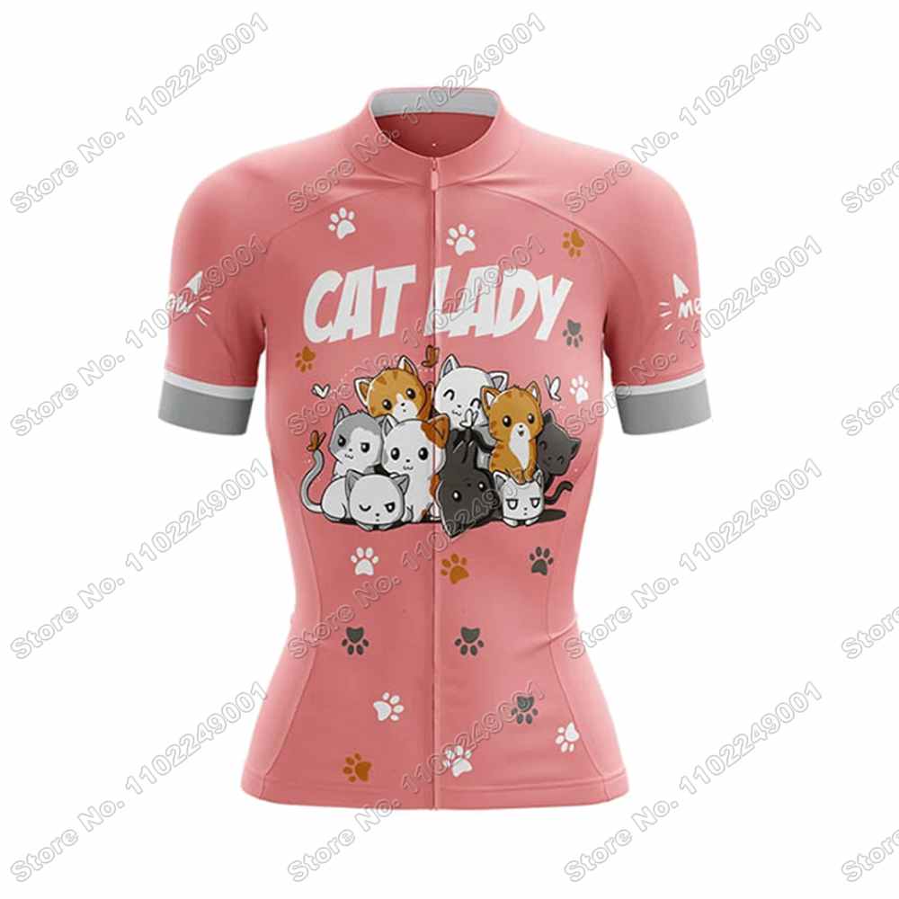 2025 Funny Cat Lady Cycling Jersey Set Women Cute Cycling Clothing Summer Road Bike Shirts Suit Bicycle Pants MTB Maillot