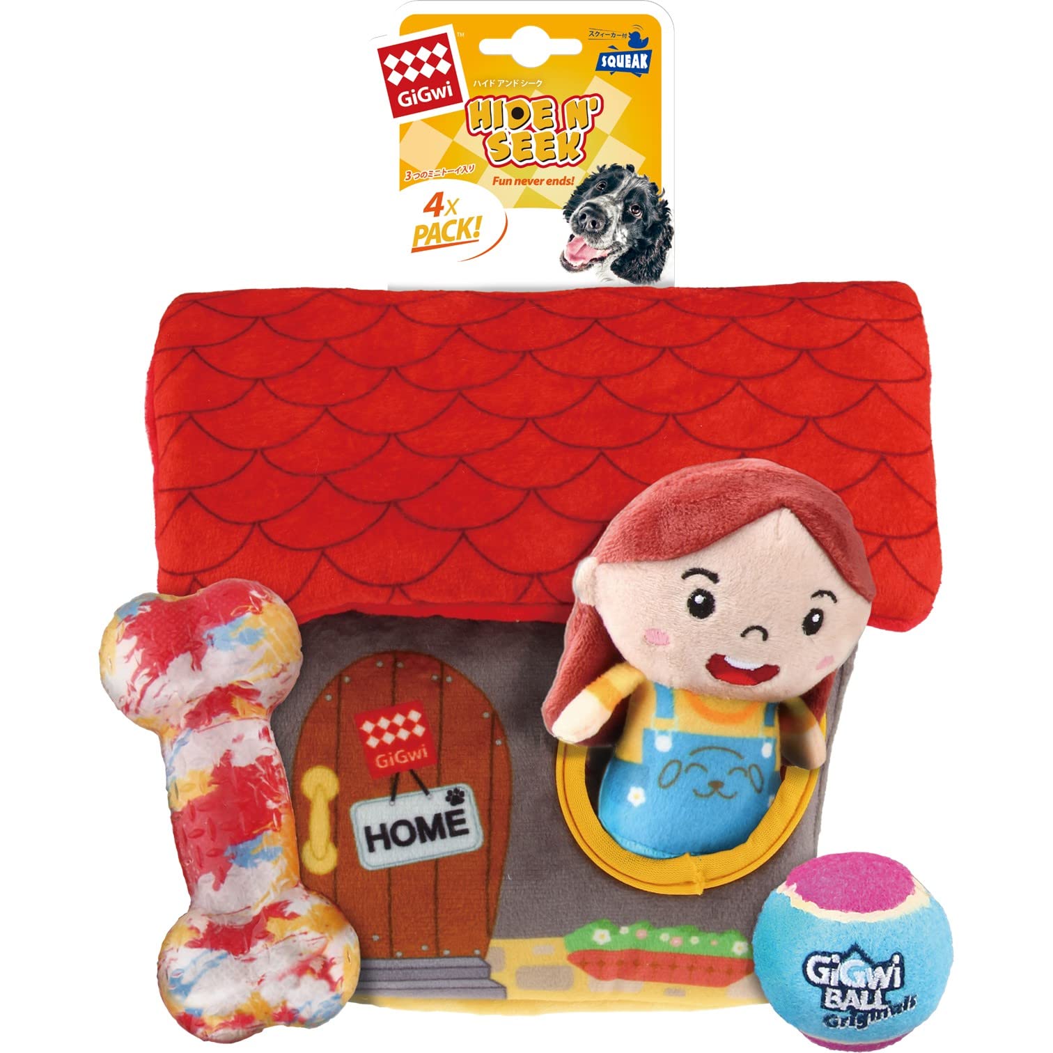 

GiGwi Squeaky Dog Toy, Hide and Seek Plush Toy by Toy House