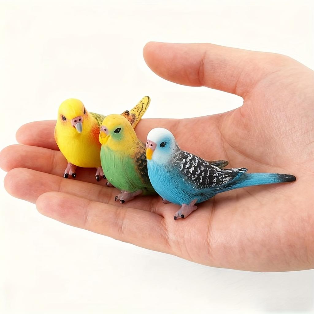 3pcs Hand-Painted Mini Parrot Black Phoenix Statue Animal Decoration Indoor Outdoor Garden Desktop Sculpture Outdoor Decorations