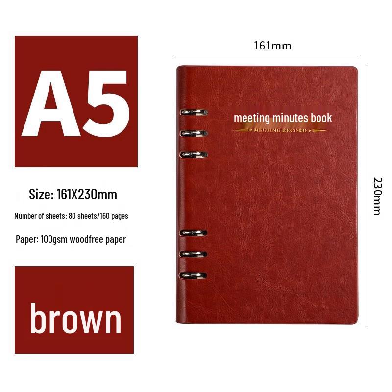 A4 Loose-leaf Meeting Notebook - Business Notepad for Minutes & Work Plan Notes