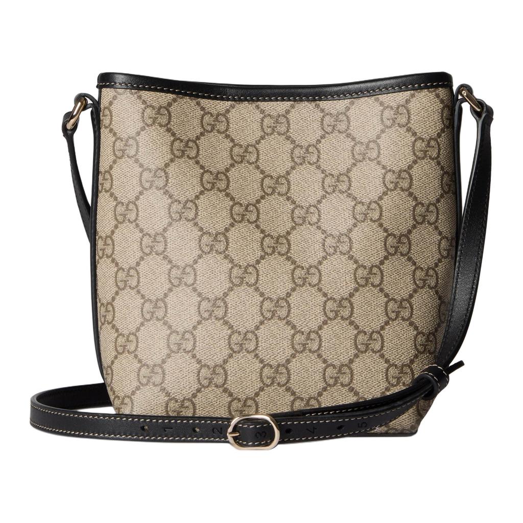 Gucci GG Emblem Logo Decorated Gold Hardware Coated Fabric Bucket Bag Shoulder Bag Mini Women bags Beige Black 847090-FAEUC-9741