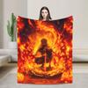 Nezuko's Kimono Tribute- Asanoha Pink Hemp Leaf Blanket Demon Slayer Flannel Funny Warm Throw Blanket for Home  Winter