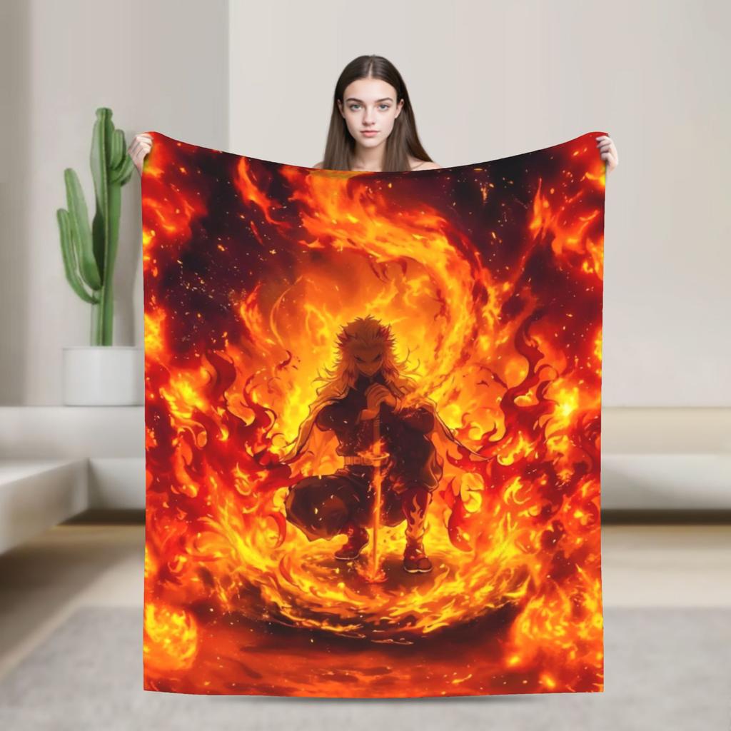 Nezuko's Kimono Tribute- Asanoha Pink Hemp Leaf Blanket Demon Slayer Flannel Funny Warm Throw Blanket for Home Winter