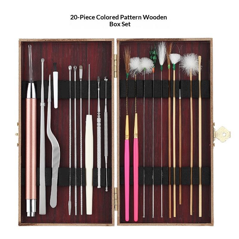 Eco-friendly Ear Picking Tool Set Gentle Goose Feather Massage Stick Polished Ear Scoop for Daily Ear Health Care
