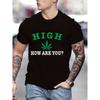 European Sizes [Weed Print Graphic Tee] Casual Comfy Weed Print Graphic T-shirt - Men's Summer Tees - Mens Clothing