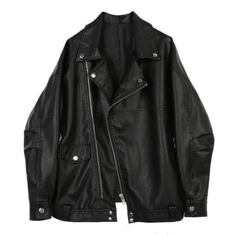 2024 Retro Cocoon-Shaped Motorcycle Leather Jacket – Spring/Autumn Collection