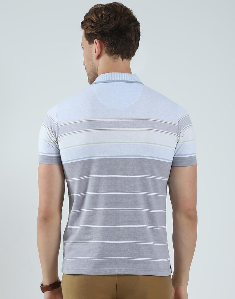Monte Carlo Mens Striped Collar Neck T-Shirt