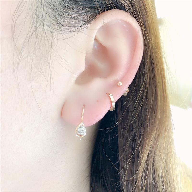 Exquisite Purple Gold Inlaid Zircon Earrings Simple Light Luxury Russian 585 Rose Gold Plated Fashion Colored Gold Earrings