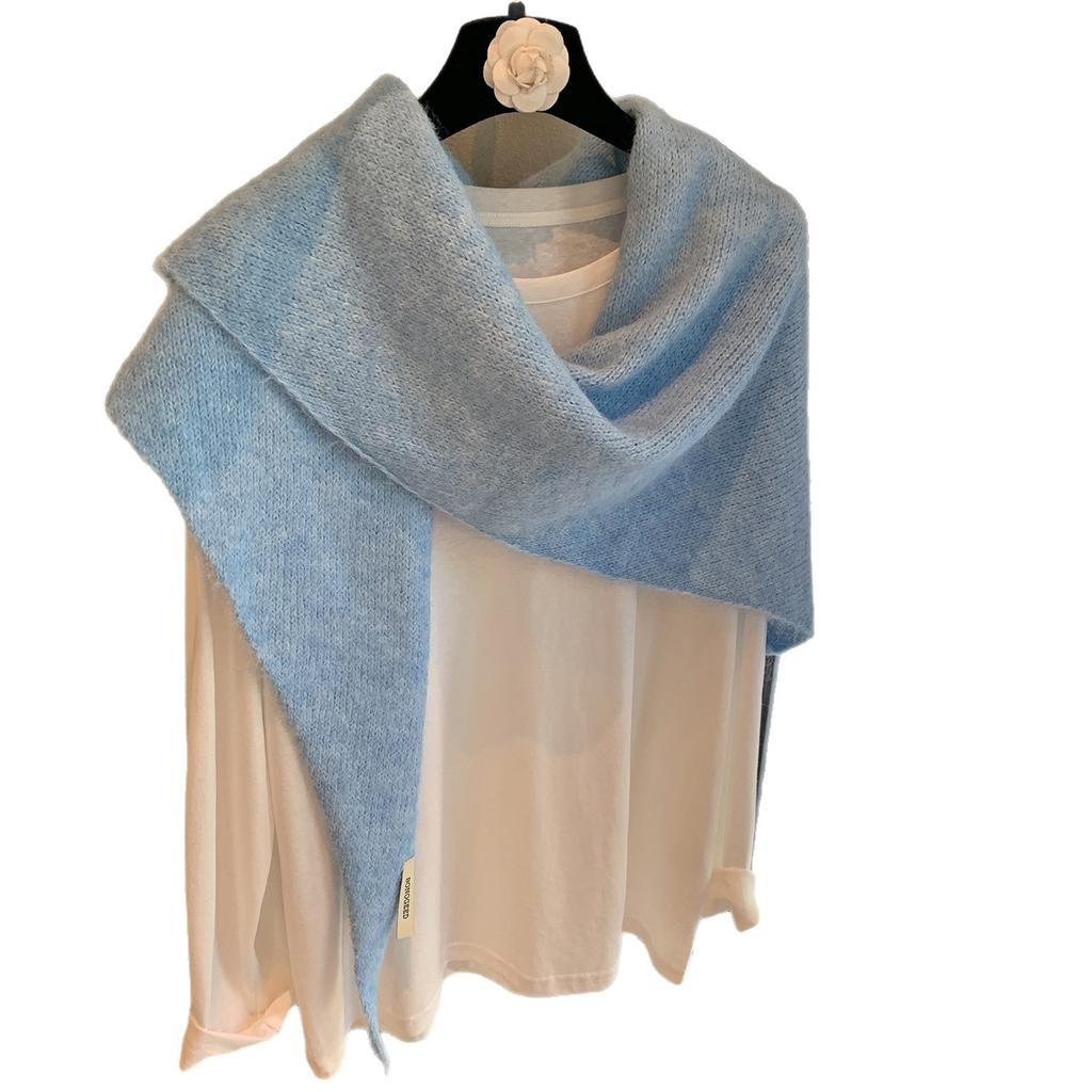 Solid Color Triangular Scarf, Brushed Shawl, Oversized Outer Layer, Autumn and Winter Korean Warm Triangular Scarf, Knitted Scarf