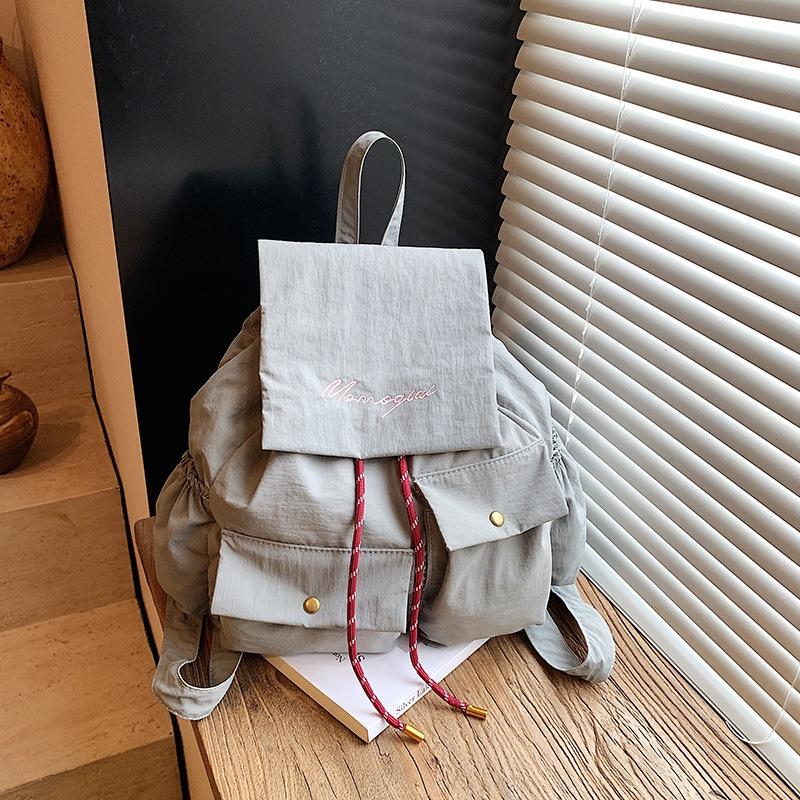 Casual bag backpack women's bag large capacity backpack new fashion texture solid color big bag summer
