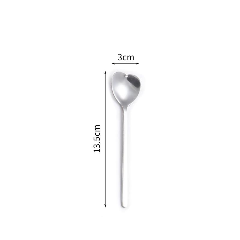 Stainless Steel Heart-Shaped Head Spoons Creative Home Tableware Teaspoon Coffee Ice Cream Honey Mixing Spoon Kitchen Dinnerware