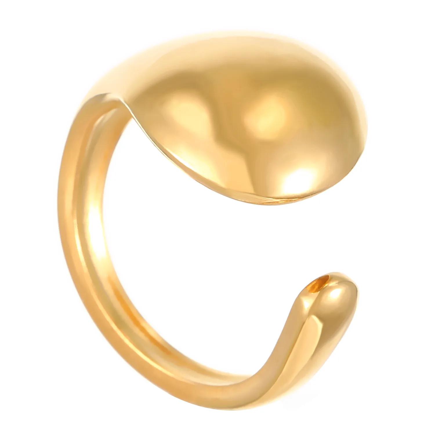 

LATS Elegant Stainless Steel Big Bloom Flower Rings for Women 18K Gold-plated Open Rings Finger Jewelry Wedding Her Gift Punk