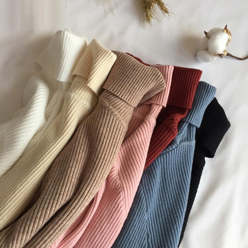 Nový podzimní zimní svetr svetr dámské štíhlý rolák s dlouhým rukávem dámský pletený svetr svetr teplý dámský svetry 6897