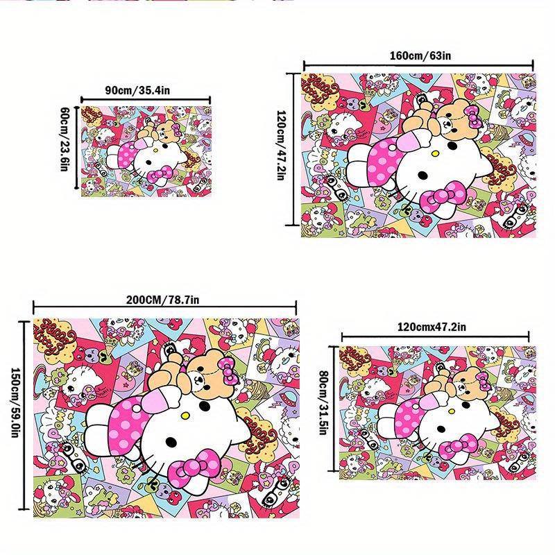 1pc Sanrio Hello Kitty Mermaid Printed Office Carpet Rectangle Rug Under The Table,Perfect Room Decor for Living Room, Bedroom, Kitchen, Non-slip Floo
