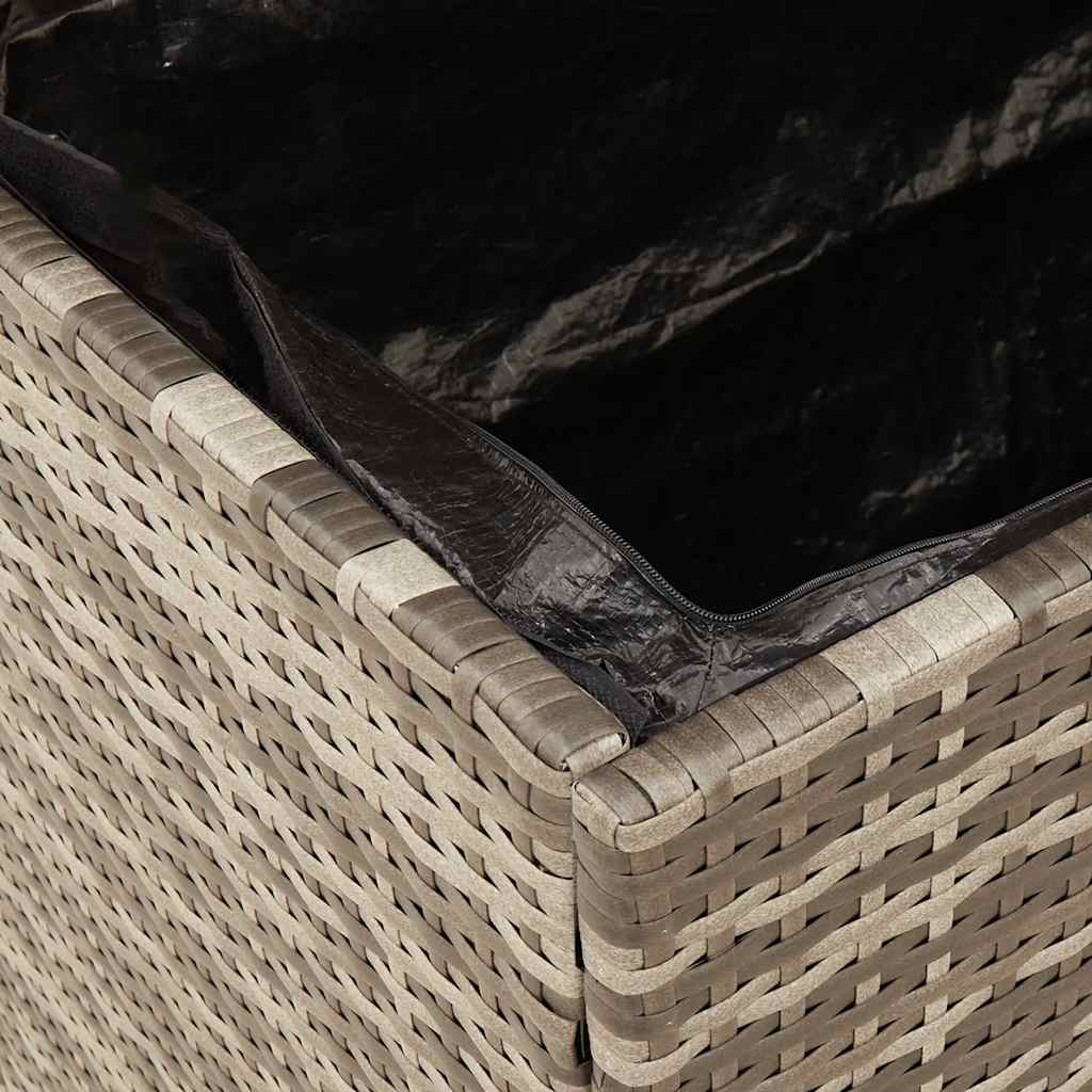Garden Storage Box Gray 110x55x63 cm Poly Rattan Acacia Wood