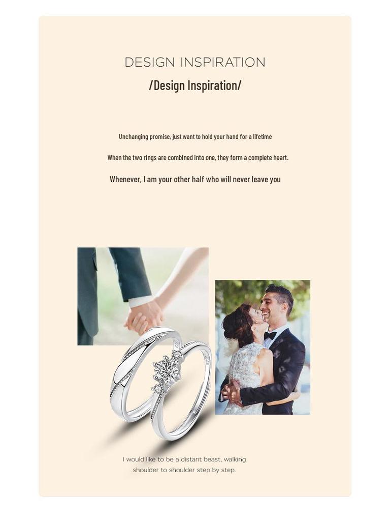 Adjustable S999 Silver Couple Rings - Light Luxury Qixi Valentine's Day Gift