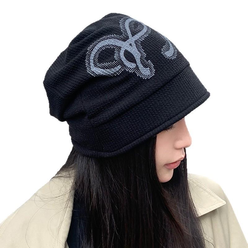 Korean Version of Hat for Women with Big Head Circumference Showing Face Small Bag Head Hat Warm Ear Protection Knitted Wool Hat Versatile Pile Hat