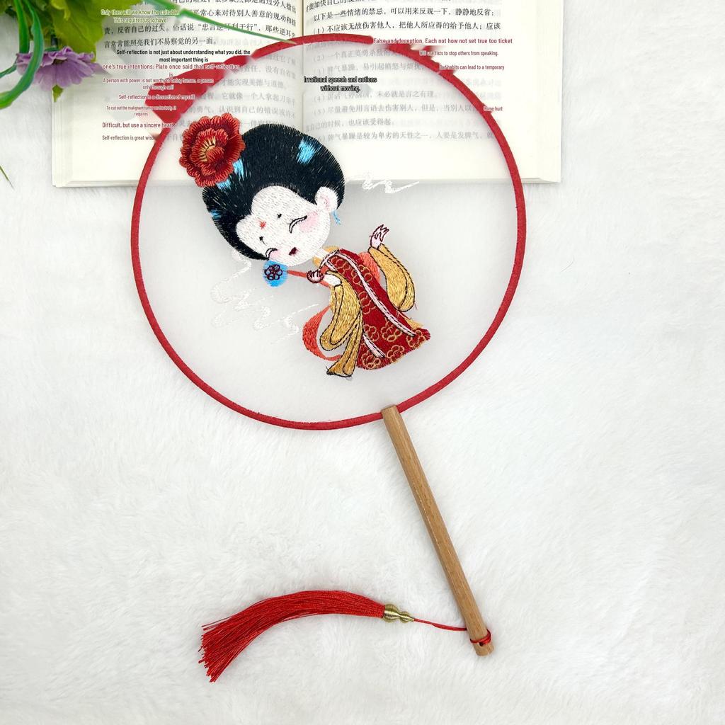 Ancient Style Single-Sided Suzhou Embroidery Dance Fan