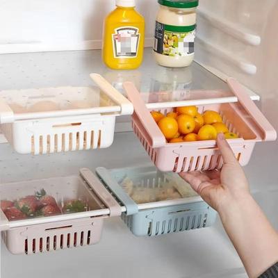 Fridge Organizer Multifunctional Storage Box Kitchen Scalable Save Space Drawer Plastic Fruit Egg Food Divider Layer Shelf