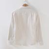 Men's Long Sleeve White Linen Shirt – Breathable, Casual, Korean Style for Spring/Summer