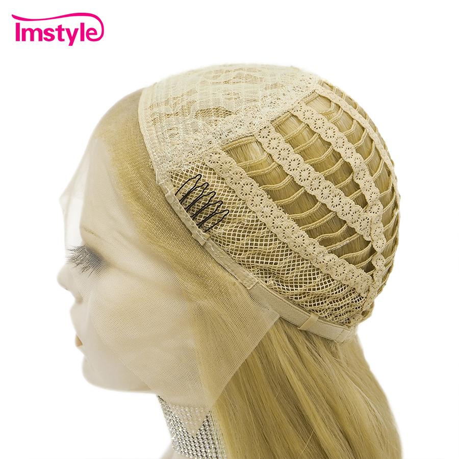 Imstyle Synthetic Lace Front Wig Blonde Lace Wigs For Women Heat Resistant Fiber Glueless Natural Wavy Wigs For Women Cosplay