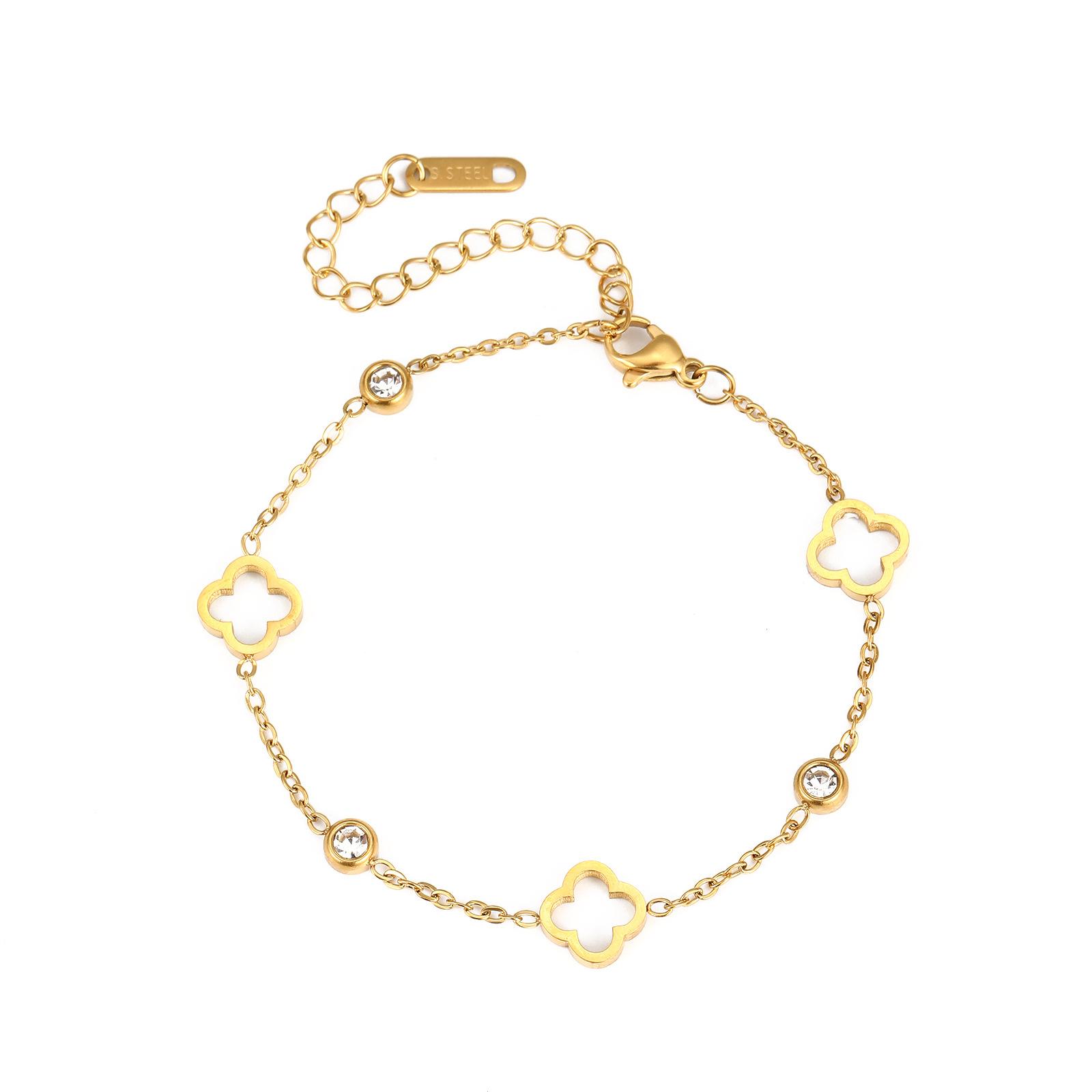 

Браслет для девушки Четырехлистный клевер Светлая роскошь Высокий класс Мода Женский Не выцветающий Ювелирные изделия из титановой стали
