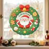 Winter Wreath Decorations Christmas Santa Claus Window Cling, Cartoon Static Sticker, PVC Party Decor Waterproof Glass Decal for Home Holiday