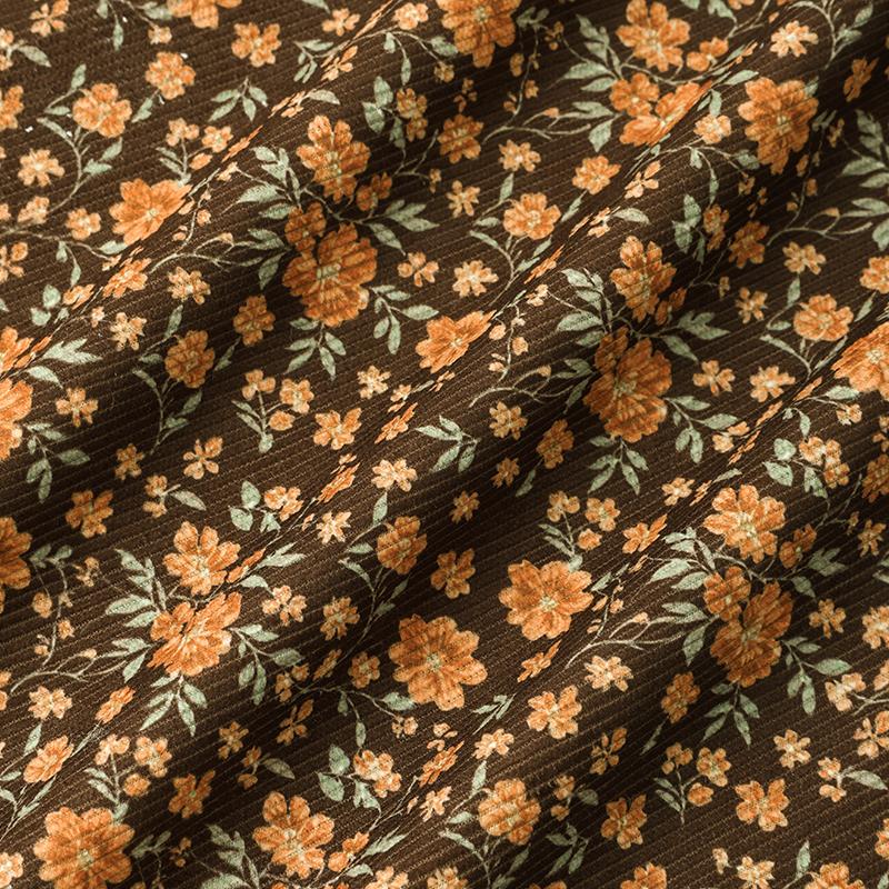 0.5m/1m/2m Fine Pit Strip Soft Corduroy Small Floral Prints Fabric for Sewing Hoodie Dresses Pants Bedding DIY Clothing Fabric