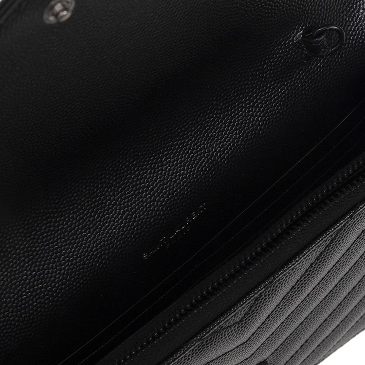 Saint Laurent Ysl Cassandre Removable Shoulder Strap Magnetic Snap Small Calfskin Wallet Crossbody Bag Women bags Black 742920-BOW08-1000