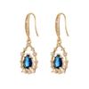 Luxurious Female Green/blue Zircon Earrings Vintage Bridal Wedding Earrings Classic Gold Color Small Drop Earrings for Women