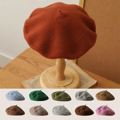 Luxury Wool Caps Felt Beret Women British Style Girls Beret Hat Elegant Lady Solid Color Winter Hats